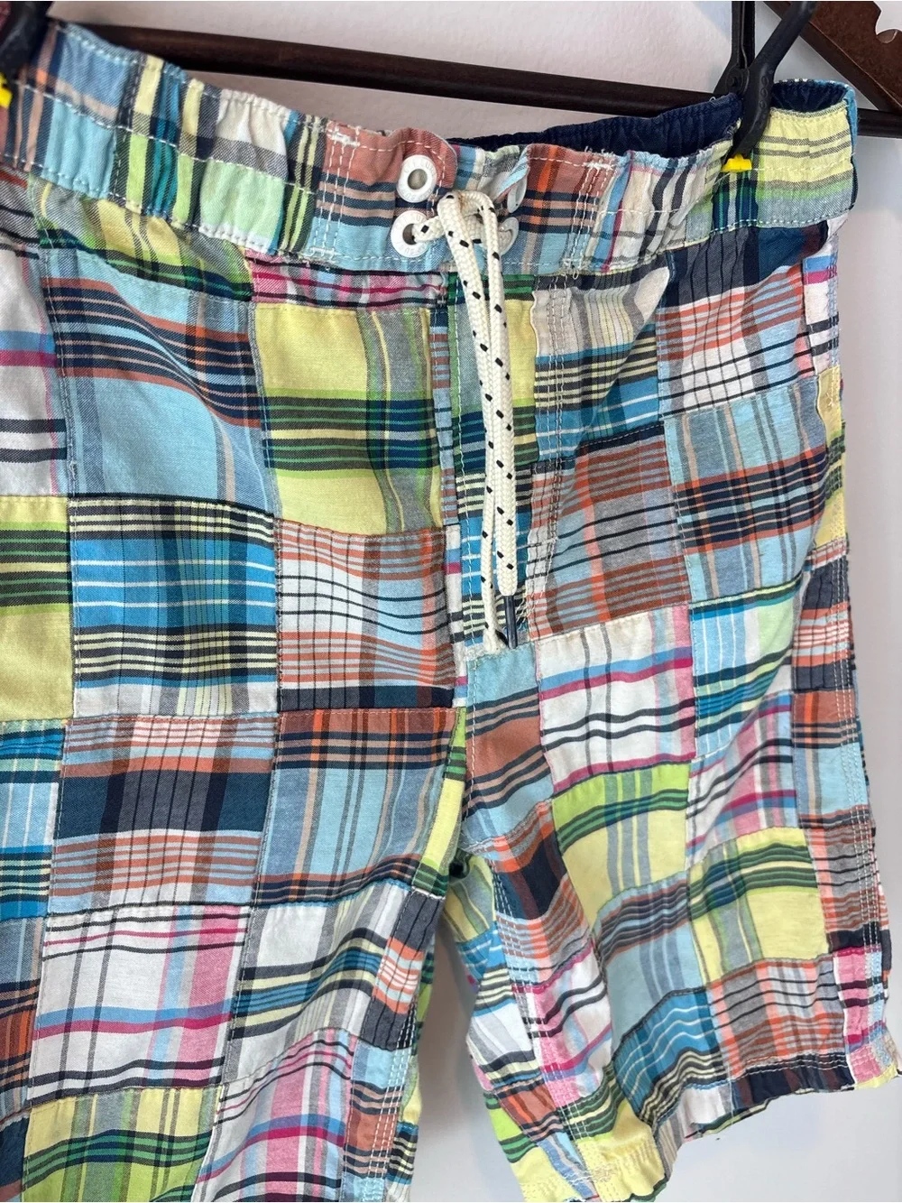 GAP Kids Surf California Patchwork Plaid Cargo Shorts — XXL
